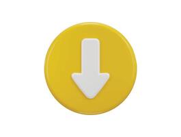 Down arrow icon with circle button icon 3d rendering illustration vector