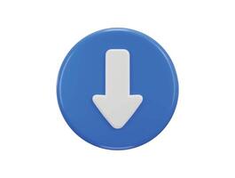 Down arrow icon with circle button icon 3d rendering illustration vector