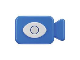 Media camera with eye visibility icon concept of zoom call on icon 3d rendering illustration vector