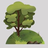 Stylized trees and meadow vector