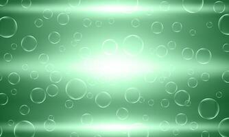 bright soap bubbles on green light background. circle clean. vector
