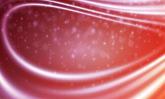 Abstract bright light line neon on red background. wavy liquid shiny blur. vector