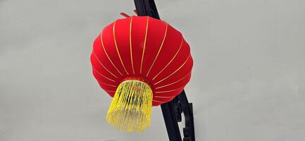 Chinese red lanterns during chinese new year festival, Chinese new year, new year celebration concept and happy new year Chinese, representing prosperity and happiness photo