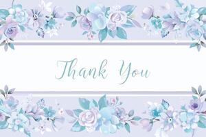 Thank you card with flower frame background vector