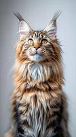 Portrait of a Maine Coon cat full body against a white background. photo