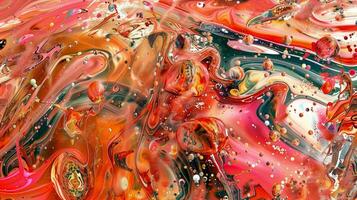 Fluid art background featuring swirling, vibrant colors in stunning macro detail photo