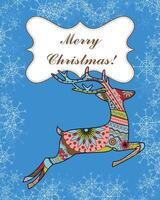 Background with deer and snowflakes vector