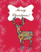 Background with deer and snowflakes vector
