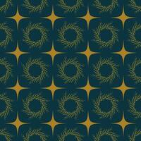 A blue and gold patterned background with wreaths and stars vector