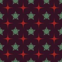 A pattern of stars and leaves is shown in a red and green color scheme vector