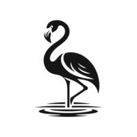 Illustrator silhouette of a small flamingo sitting in a black color vector