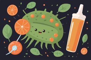 Seamless Pattern with Bottles of Disease. Sketches of Health and Disease - Hand-drawn Illustrations of Medical Elements. vector