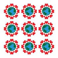 heart planet earth background vector