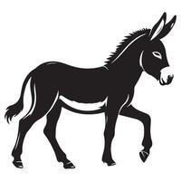 A Black and White Illustration of a Donkey in Classic Style vector