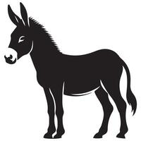 Stately Donkey Bold Black and White Illustration with Intricate Design vector