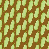 Seamless pattern with green Courgette.Zucchini pattern on a brown background vector