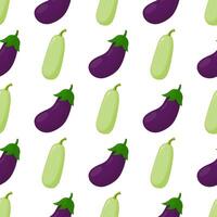 Seamless pattern with green Courgette and eggplant.Pattern on a white background vector