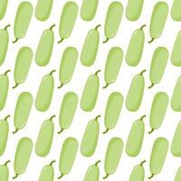 Seamless pattern with a green courgette, or zucchini, on a white background. vector