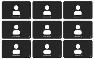 UI UX template for conferencing and meetings application on desktop. Four users vector