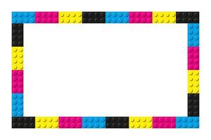 Simple frame composed of cmyk colors toy blocks. Brick banner. Abstract background illustration vector