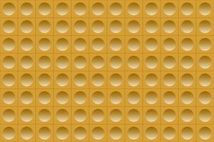 Gold abstract background. Yellow squares with circles. Perforated geometric gold metallic background. Abstract material wallpaper vector