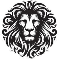 a black and white drawing of a lion head with a mane of hair with white background vector