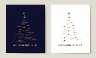 Merry Christmas tree outline greeting text card set golden illustration design background. Greeting card. Xmas tree. vector