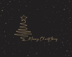 Merry Christmas tree outline greeting text card golden illustration design background. Greeting card. Xmas tree. vector