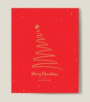Merry Christmas tree outline greeting text card golden illustration design background. Greeting card. Xmas tree. vector