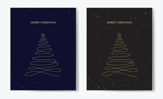 Merry Christmas tree outline greeting text card set golden illustration design background. Greeting card. Xmas tree. vector
