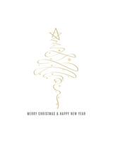 Merry Christmas tree outline greeting text card golden isolated illustration design background. Greeting card. Xmas tree. vector