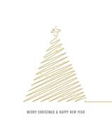 Merry Christmas tree outline greeting text card golden isolated illustration design background. Greeting card. Xmas tree. vector