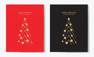 Merry Christmas tree outline greeting text card set golden illustration design background. Greeting card. Xmas tree. vector