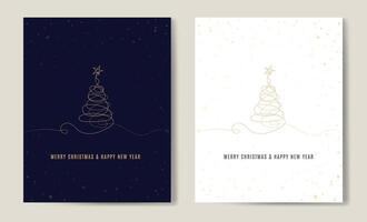 Merry Christmas tree outline greeting text card set golden illustration design background. Greeting card. Xmas tree. vector