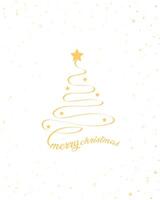 Merry Christmas tree outline greeting text card golden illustration design background. Greeting card. Xmas tree. vector