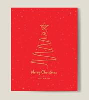 Merry Christmas tree outline greeting text card golden illustration design background. Greeting card. Xmas tree. vector