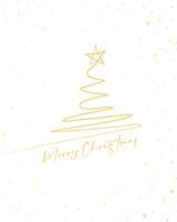 Merry Christmas tree outline greeting text card golden illustration design background. Greeting card. Xmas tree. vector