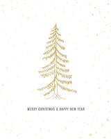 Merry Christmas tree outline greeting text card golden illustration design background. Greeting card. Xmas tree. vector