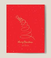 Merry Christmas tree outline greeting text card golden illustration design background. Greeting card. Xmas tree. vector