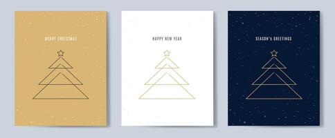 Merry Christmas tree outline greeting text card set golden illustration design background. Greeting card. Xmas tree. vector
