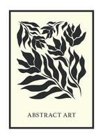 Poster in the style of Matisse. Interior and home decoration. Abstract. Flowers and leaves. Botany. Boho. Template. Trendy pastel art .Hippies. Psychedelic. 60s and 70s. Elements and shape. Tulip. vector