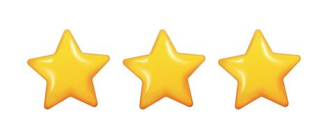 3D yellow stars. Abstraction and doodle. Render. Shiny. Icon Coin. Mark. Design elements. White background. Isolated. Balloons. Sticker. vector