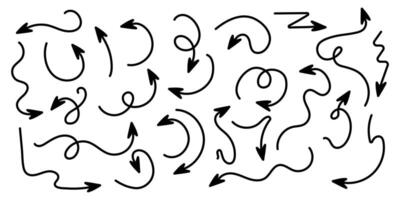 Set of editable trend line arrows. Doodle and hand drawn. Collection of curves drawn by hand and pencil. Sign and symbol, elements for design. Simple abstract scribbles. Curves and circles. Shapes. vector