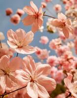 Delicate pink blossoms reaching for the sky photo
