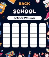 Note planner for school. Template for design and web. Text. Cover knowledge. Notebook. Minimalist style. Organizer. School timetable. Supply. Illustration. vector