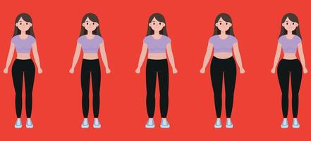 woman body shape types, pear, apple, square, inverted triangle, hourglass vector