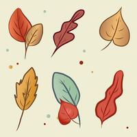 Set of colourful autumn leaves on light background. Yellow and red leaves are laid one by one and in pairs. For postcards. vector
