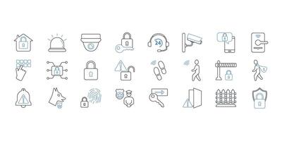 Home security icons set. Set of editable stroke icons.Set of Home security vector