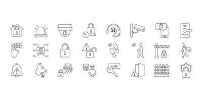 Home security icons set. Set of editable stroke icons.Set of Home security vector