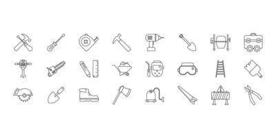 Construction tools icons set. Set of editable stroke icons.Set of Construction tools vector